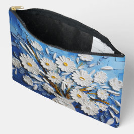 BLAU MIT WEISSEN UND GELBEN TEXTURE SEHEN BLUME AU ZUBEHÖRTASCHE