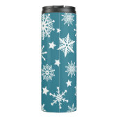 BLAU MIT WEISSEN URLAUBSSCHNEEEN THERMOSBECHER (Rückseite)