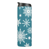BLAU MIT WEISSEN URLAUBSSCHNEEEN THERMOSBECHER (Nach rechts gedreht)