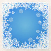 BLAU MIT WEISSEN WINTERSCHNEEEN GLASUNTERSETZER (Vorderseite)