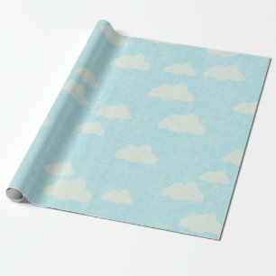 Blau mit weißen Wolken Geschenkpapier