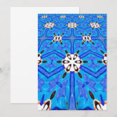 blau mit weißer geometrischer Einladung (Vorne/Hinten)
