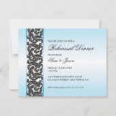 Blau mit Wirbler schwarzer Ribbon-Probe Abendessen Einladung (Vorderseite)