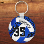 blau mit Zebrastreifen Akzente Mädchen Volleyball Schlüsselanhänger (Vorderseite)