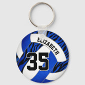 blau mit Zebrastreifen Akzente Mädchen Volleyball Schlüsselanhänger (Rückseite)