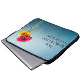 Blau mit zwei Blume auf einem Laptop-Ärmel Laptopschutzhülle (Vorne Knopf)