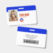 Blau | Mitarbeiter Foto ID Unternehmen Fett Securi Ausweis (Vorder- & Rückseite)