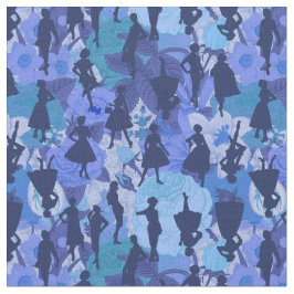 Blau Mitte der 50er Jahre Vintage Silhouette Stoff