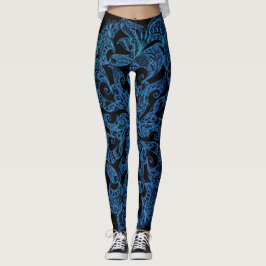 Blau, Modedruck, Muster Leggings