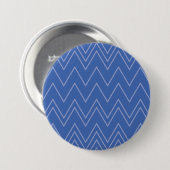 Blau, modern, einfach, cool, trendy Zickzack-Muste Button (Vorne & Hinten)