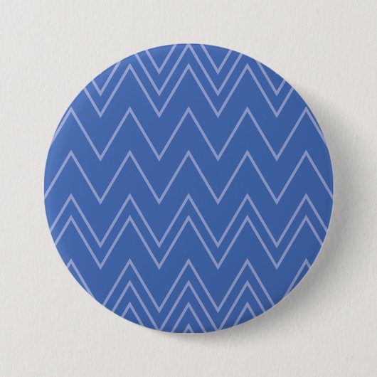 Blau, modern, einfach, cool, trendy Zickzack-Muste Button (Vorderseite)