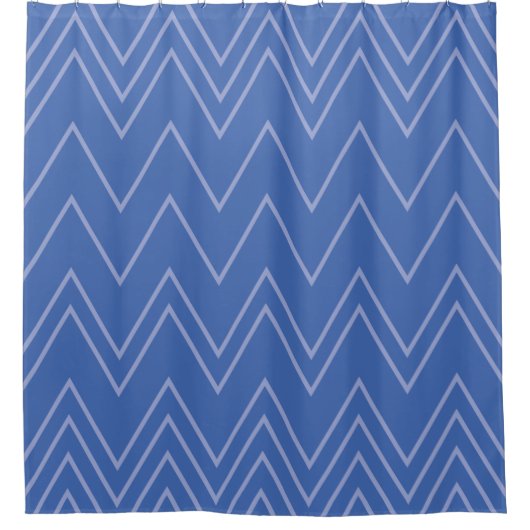 Blau, modern, einfach, cool, trendy Zickzack-Muste Duschvorhang (Vorderseite)