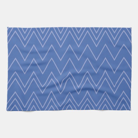 Blau, modern, einfach, cool, trendy Zickzack-Muste Geschirrtuch (Horizontal)
