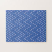 Blau, modern, einfach, cool, trendy Zickzack-Muste Puzzle (Horizontal)