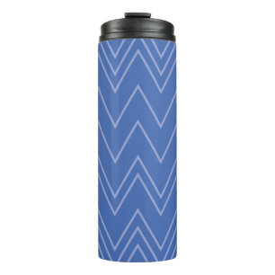 Blau, modern, einfach, cool, trendy Zickzack-Muste Thermosbecher