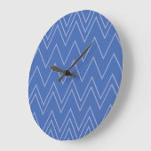 Blau, modern, einfach, cool, trendy Zickzackmuster Große Wanduhr (Winkel)