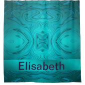 blau, modern gebogenes Muster mit unterschiedliche Duschvorhang (Vorderseite)