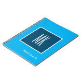 Blau Modern Mit Monogramm Beruflich Notizblock (Linke Seite)