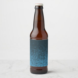 Blau, modern, Retro, cool, trendy dot pattern Bierflaschenetikett