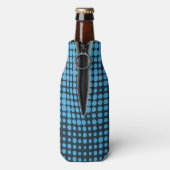 Blau, modern, Retro, cool, trendy dot pattern Flaschenkühler (Flasche Rückseite)