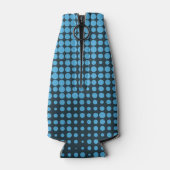 Blau, modern, Retro, cool, trendy dot pattern Flaschenkühler (Rückseite)