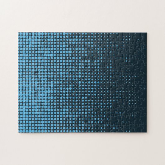 Blau, modern, Retro, cool, trendy dot pattern Puzzle (Horizontal)