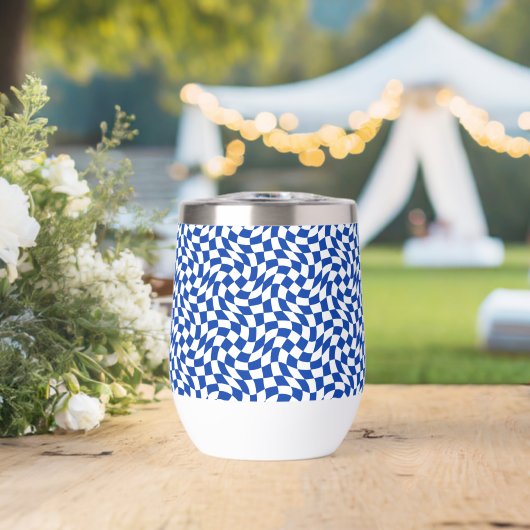 Blau modern retro Wirbel kariert (Hochzeit (gedreht))