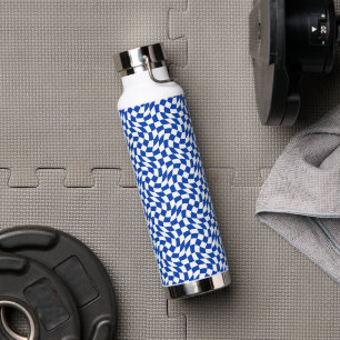 Blau modern retro Wirbel kariert Trinkflasche