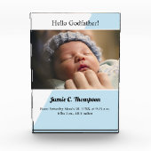 Blau modern Werden Sie mein Vater Baby Taufe Fotoblock (Vorderseite)