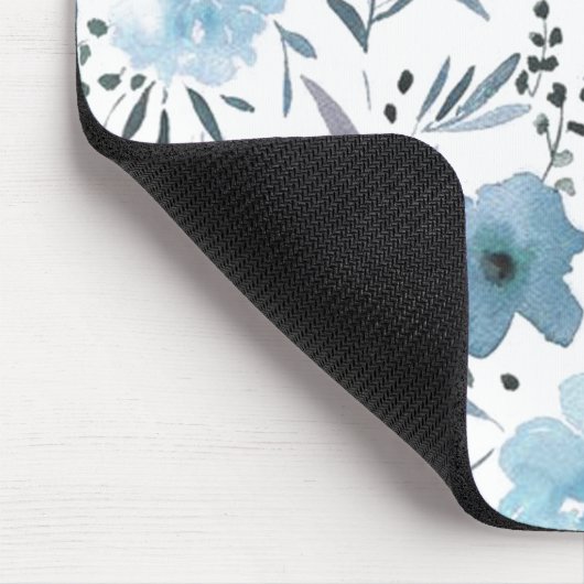 Blau-moderne Aquarellfarben-Blume Mousepad (Ecke)