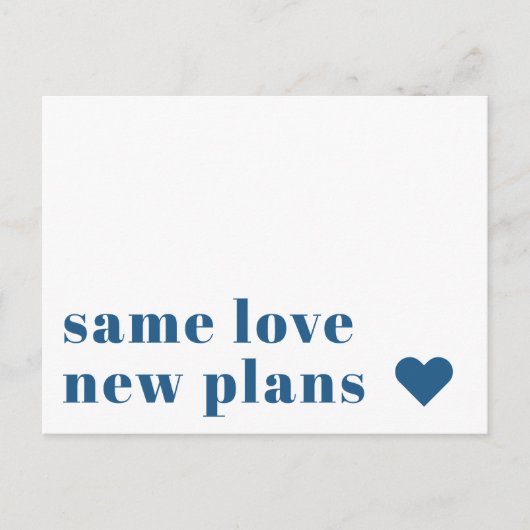 Blau | Moderne Hochzeitserklärung Postkarte (Vorderseite)