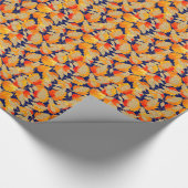 Blau | Moderne Imitate Glitzer Herbstlemme Geschenkpapier (Ecke)