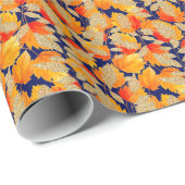 Blau | Moderne Imitate Glitzer Herbstlemme Geschenkpapier (Rolleneckpunkt)