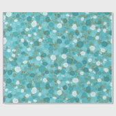 Blau | Moderne und elegante Imitate Glitzer Floren Geschenkpapier (Flach)