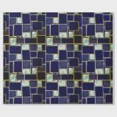 Blau | Modernes Imitat Glitzer & Opal Wrapping Pap Geschenkpapier (Flach)