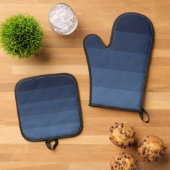 Blau monochromatisch ofenhandschuh & Topflappen-Set (Oben Unten)