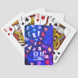 Blau monogramm farbig geometrisch leuchtend rosa r spielkarten