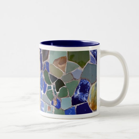 Blau-Mosaiken Antoni Gaudi Zweifarbige Tasse (Rechts)