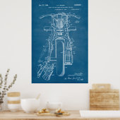 Blau | Motorradpatent Poster (Küche)