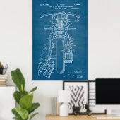 Blau | Motorradpatent Poster (Heimbüro)