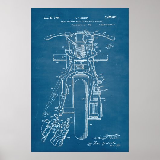 Blau | Motorradpatent Poster (Vorne)