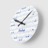 Blau-Musiknoten Runde Wanduhr (Winkel)