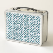 Blau-Muster des Monogramm-| Amadora Metall Lunch Box (Rückseite)