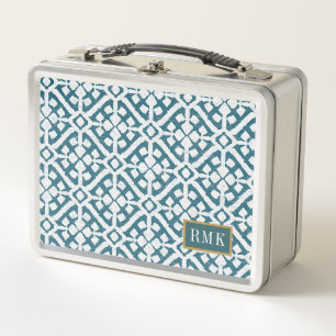 Blau-Muster des Monogramm-  Amadora Metall Lunch Box
