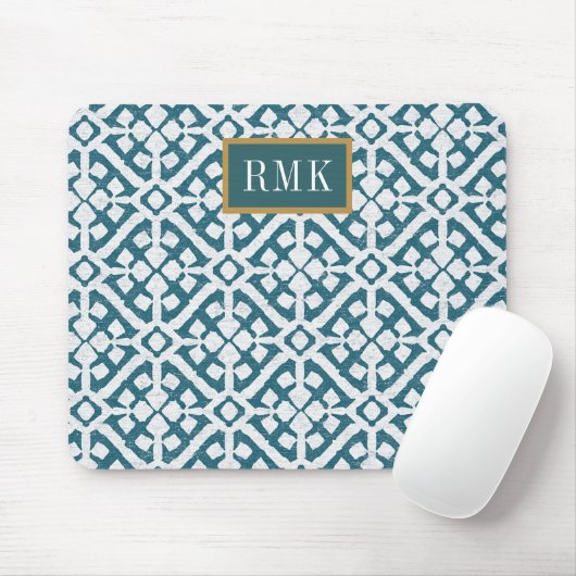 Blau-Muster des Monogramm-| Amadora Mousepad (Mit Mouse)
