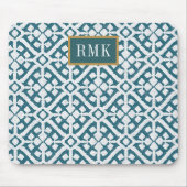 Blau-Muster des Monogramm-| Amadora Mousepad (Vorne)