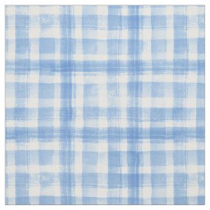 Blau-n-Weiß-Wasserfarben Gingham Prüfmuster Stoff
