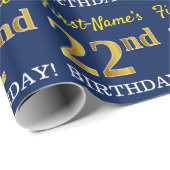 Blau, Nachahmung Gold Look "22. GEBURTSTAG" Geschenkpapier (Rolleneckpunkt)