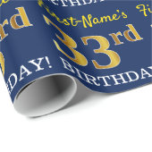 Blau, Nachahmung Gold Look "33. BIRTHTAG" Geschenkpapier (Rolleneckpunkt)