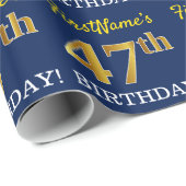 Blau, Nachahmung Gold Look "47. GEBURTSTAG" Geschenkpapier (Rolleneckpunkt)